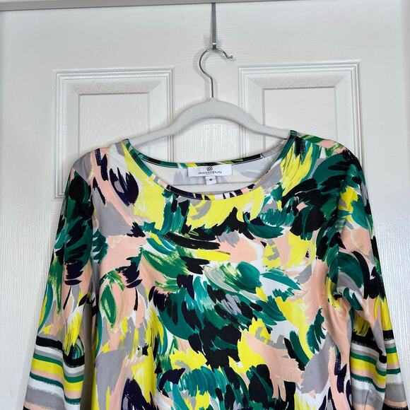 JEAN PIERRE KLIFA Daphne Sheath Dress Yellow Green Size Medium Abstract Bright - Picture 4 of 7